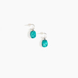 Dinosaur Designs Small River Rock Hoop Earrings in Lagoon Colour resin with Silver-Plated Brass Hoop Material..