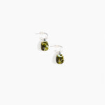 Dinosaur Designs Small River Rock Hoop Earrings in Malachite Colour resin with Silver-Plated Brass Hoop Material..