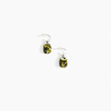 Dinosaur Designs Small River Rock Hoop Earrings in Malachite Colour resin with Silver-Plated Brass Hoop Material..