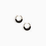 Dinosaur Designs Small Horn Hoop Earrings in Black Colour resin with Silver-Plated Brass Material