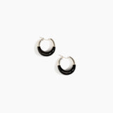 Dinosaur Designs Small Horn Hoop Earrings in Black Colour resin with Silver-Plated Brass Material