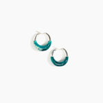 Dinosaur Designs Small Horn Hoop Earrings in Lagoon Colour resin with Silver-Plated Brass Material