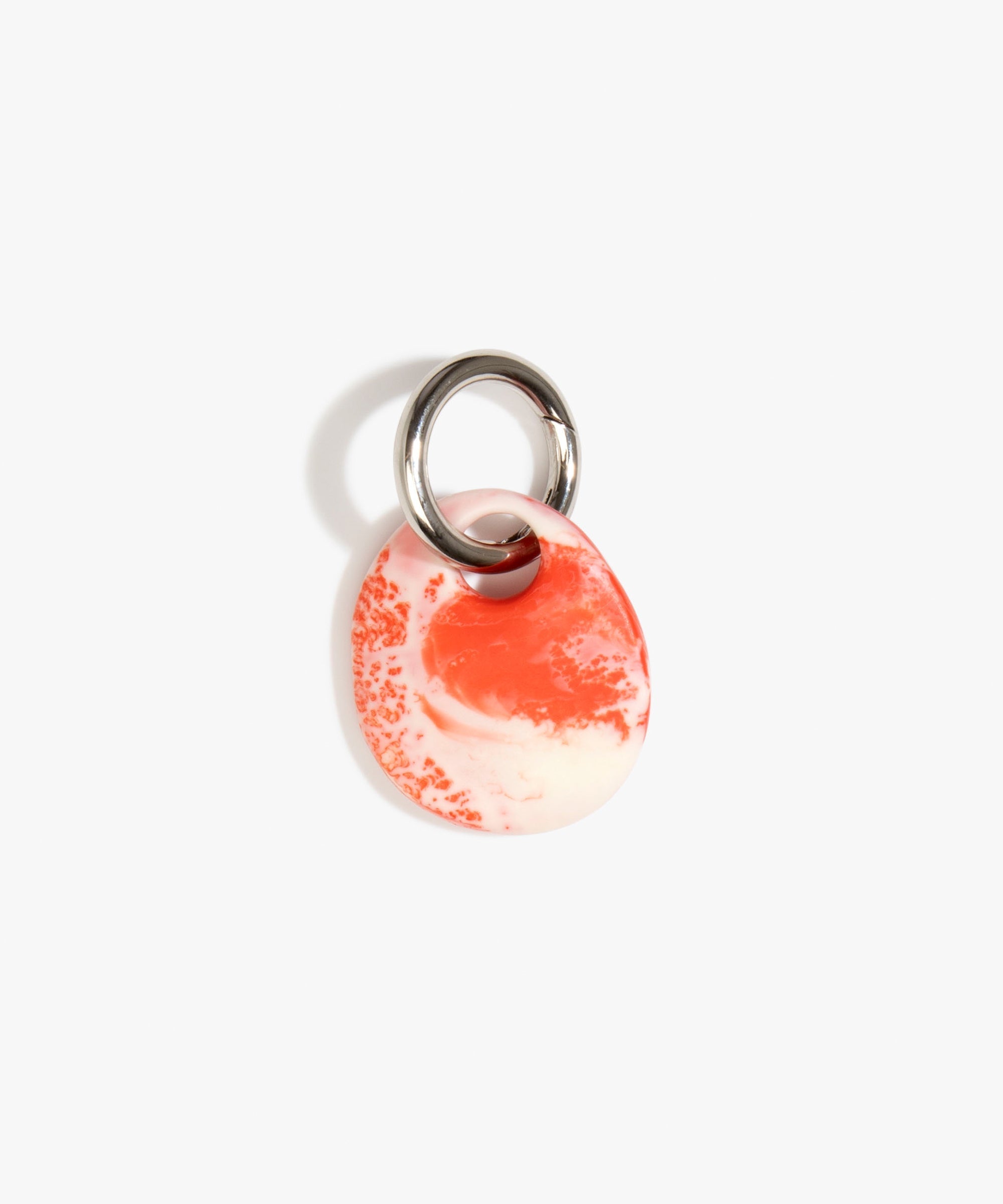 Dinosaur Designs Earth Keyring in Strawberry Colour resin with Gunmetal Metal