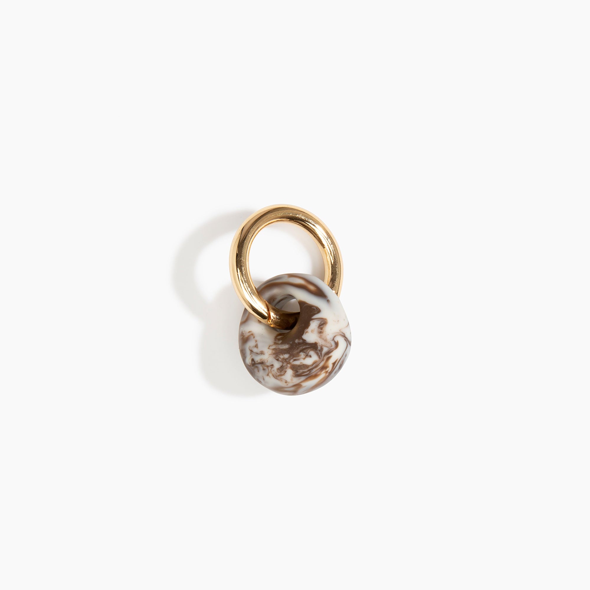 Dinosaur Designs Splash Keyring in Cappuccino Colour resin with Brass Metal..