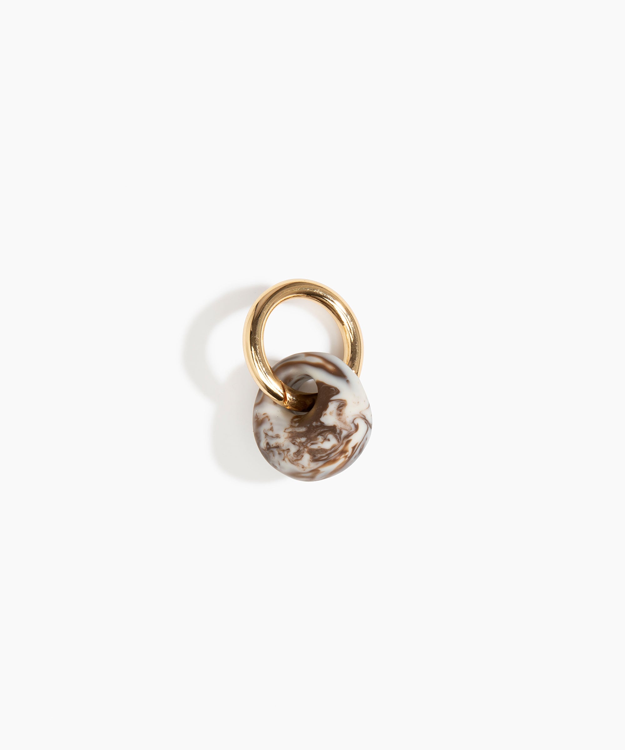 Dinosaur Designs Splash Keyring in Cappuccino Colour resin with Brass Metal.