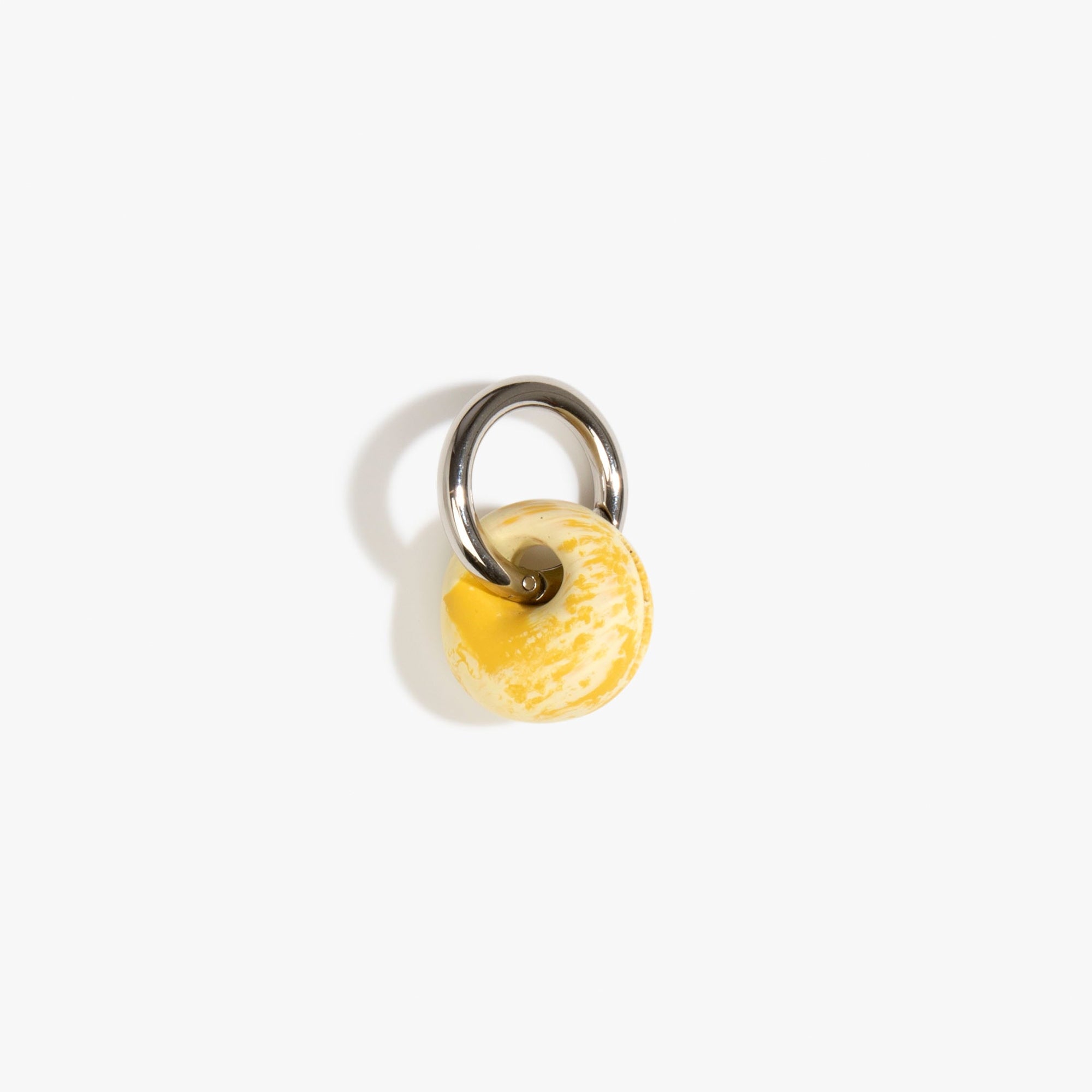 Dinosaur Designs Splash Keyring in Daisy Colour resin with Gunmetal Metal..