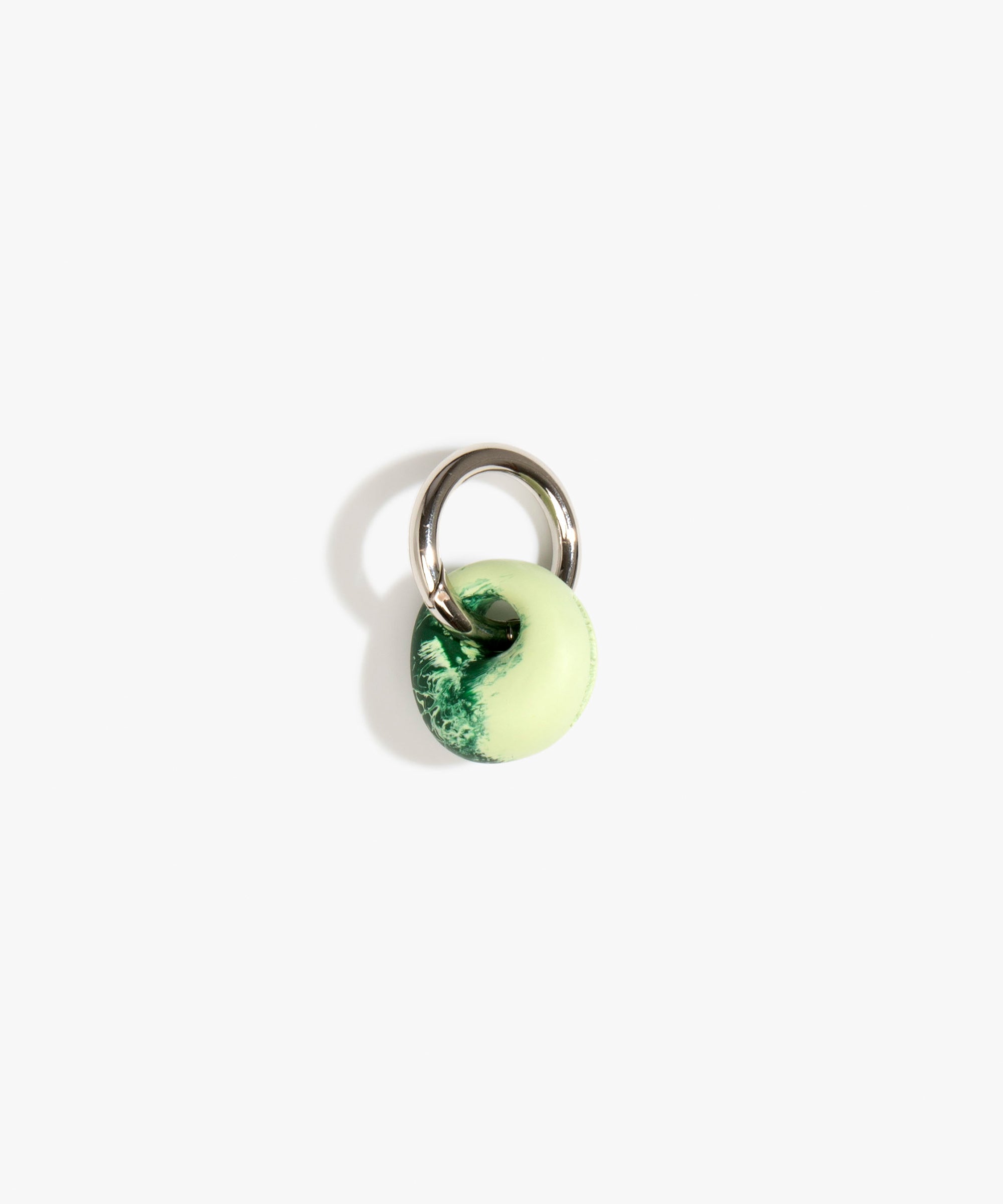 Dinosaur Designs Splash Keyring in Grass Colour resin with Gunmetal Metal.
