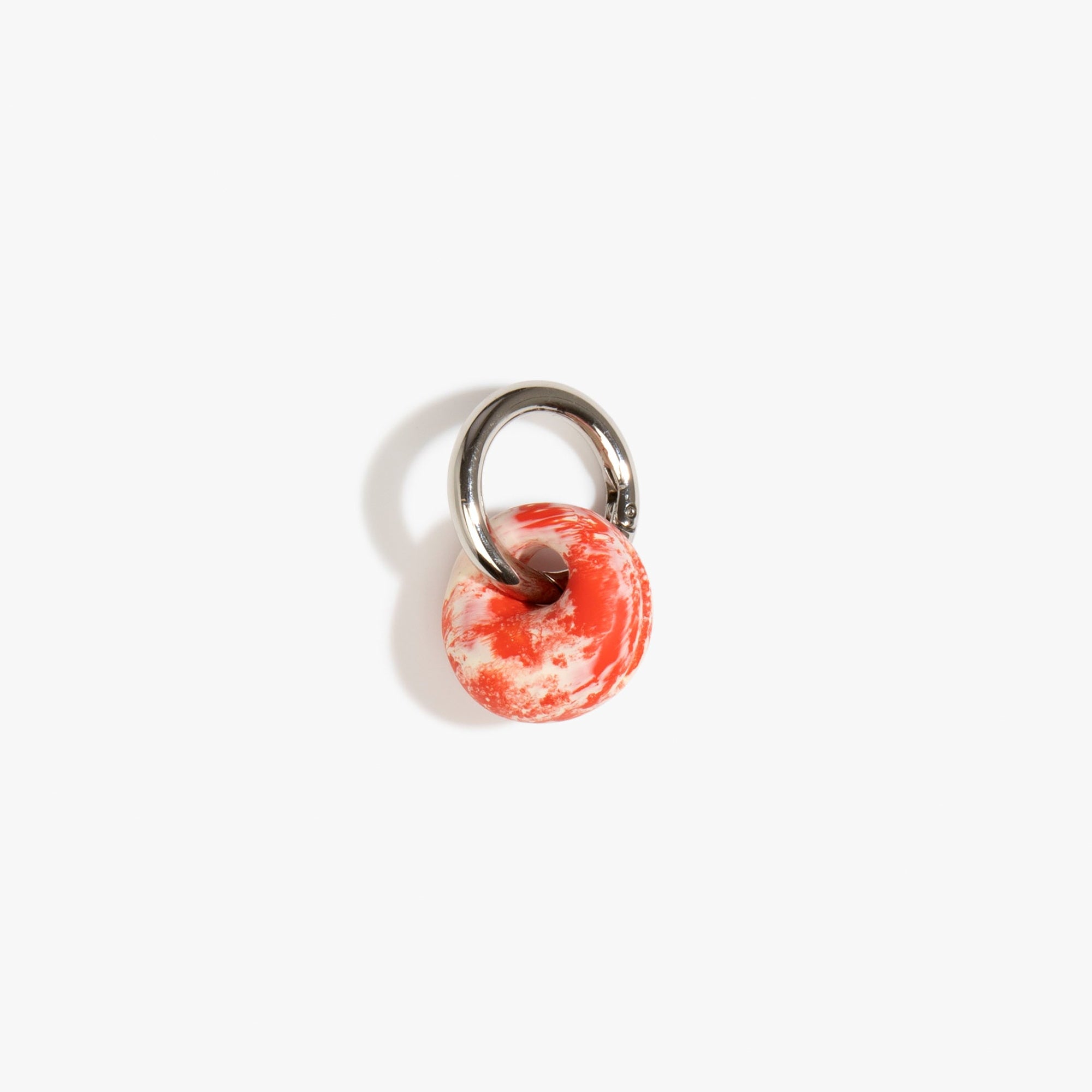 Dinosaur Designs Splash Keyring in Strawberry Colour resin with Gunmetal Metal..