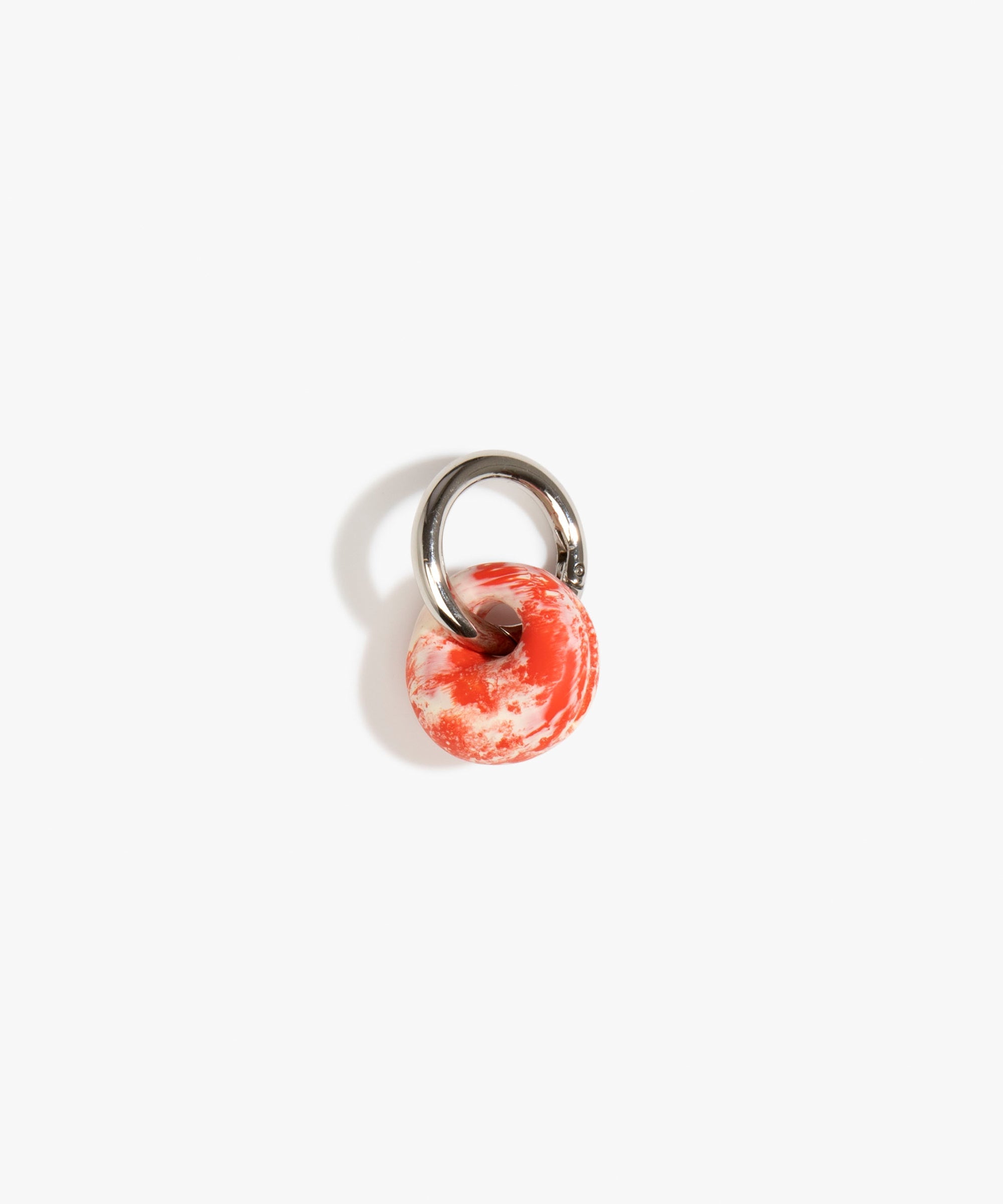 Dinosaur Designs Splash Keyring in Strawberry Colour resin with Gunmetal Metal.