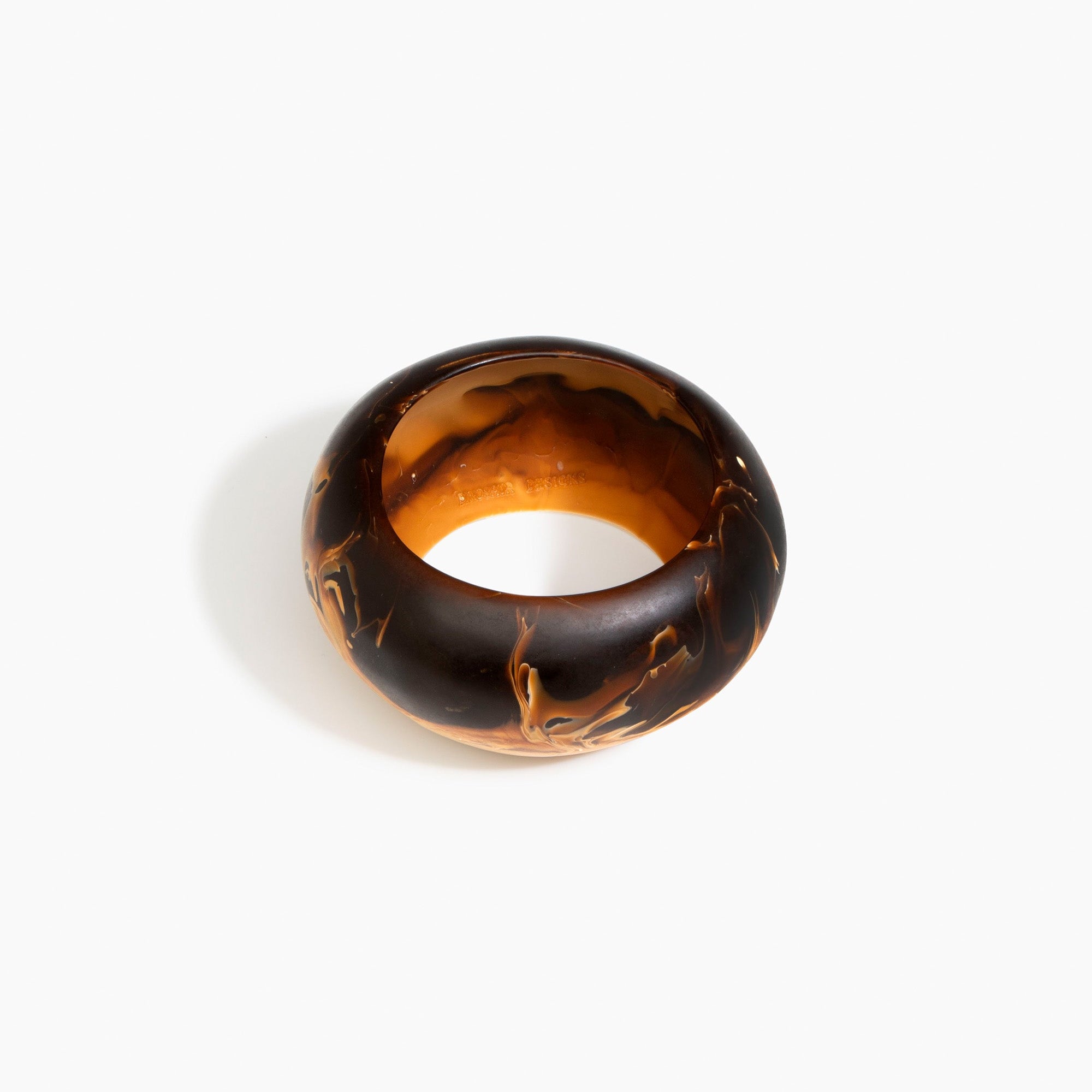 Dinosaur Designs Boulder Bangle in Dark Horn Colour resin with Wide Fit..