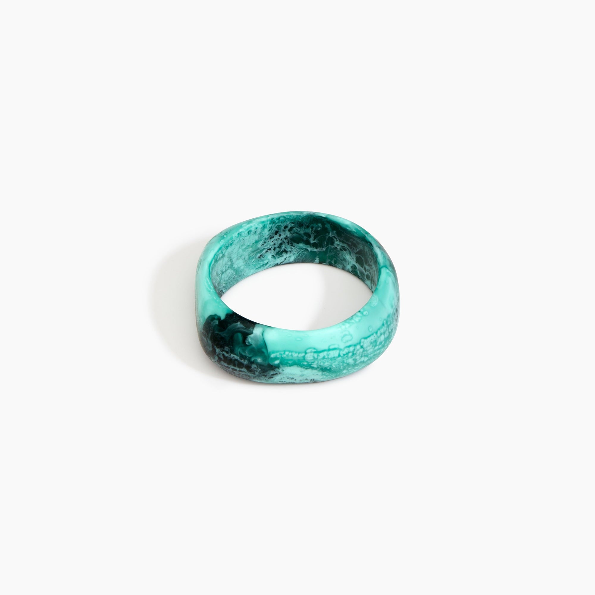 Dinosaur Designs Small Leaf Bowl in Mint — handcrafted marbled green blue resin bowl with curved organic form..