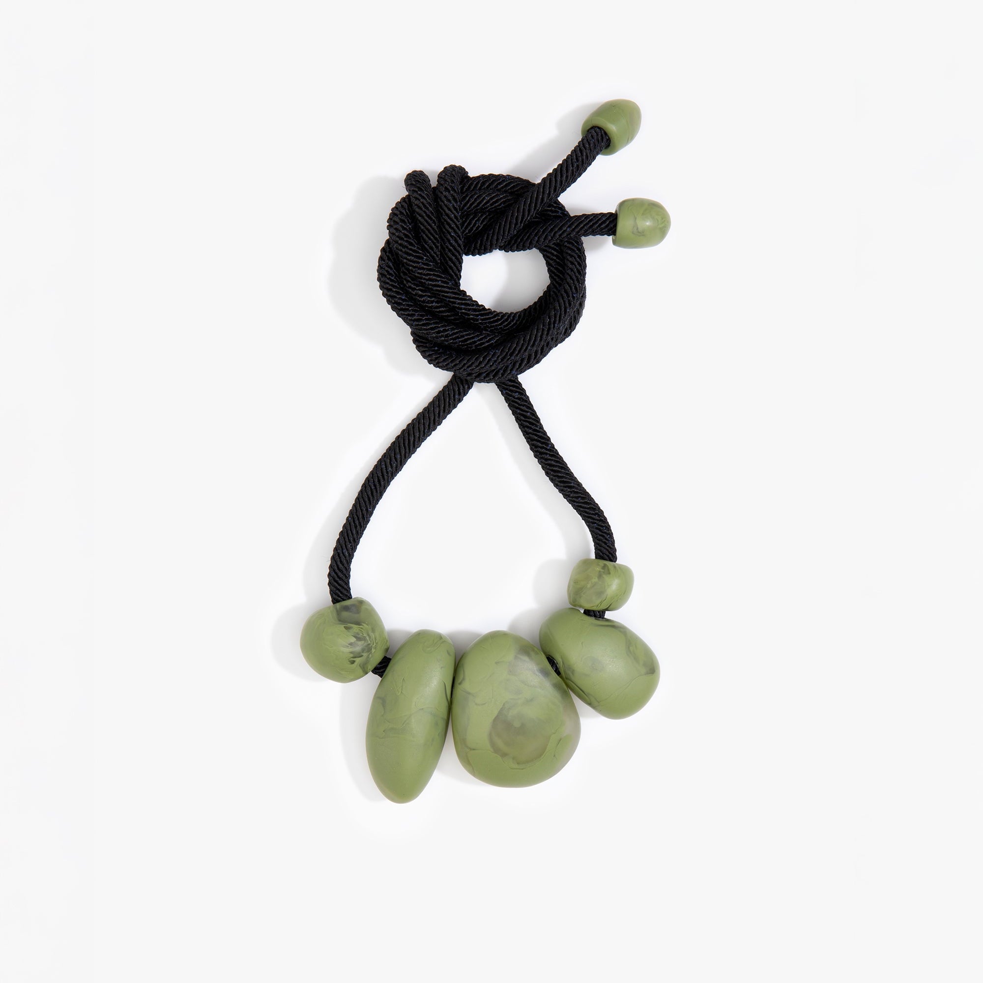 Dinosaur Designs Boulder Rock Necklace in Olive Colour resin.