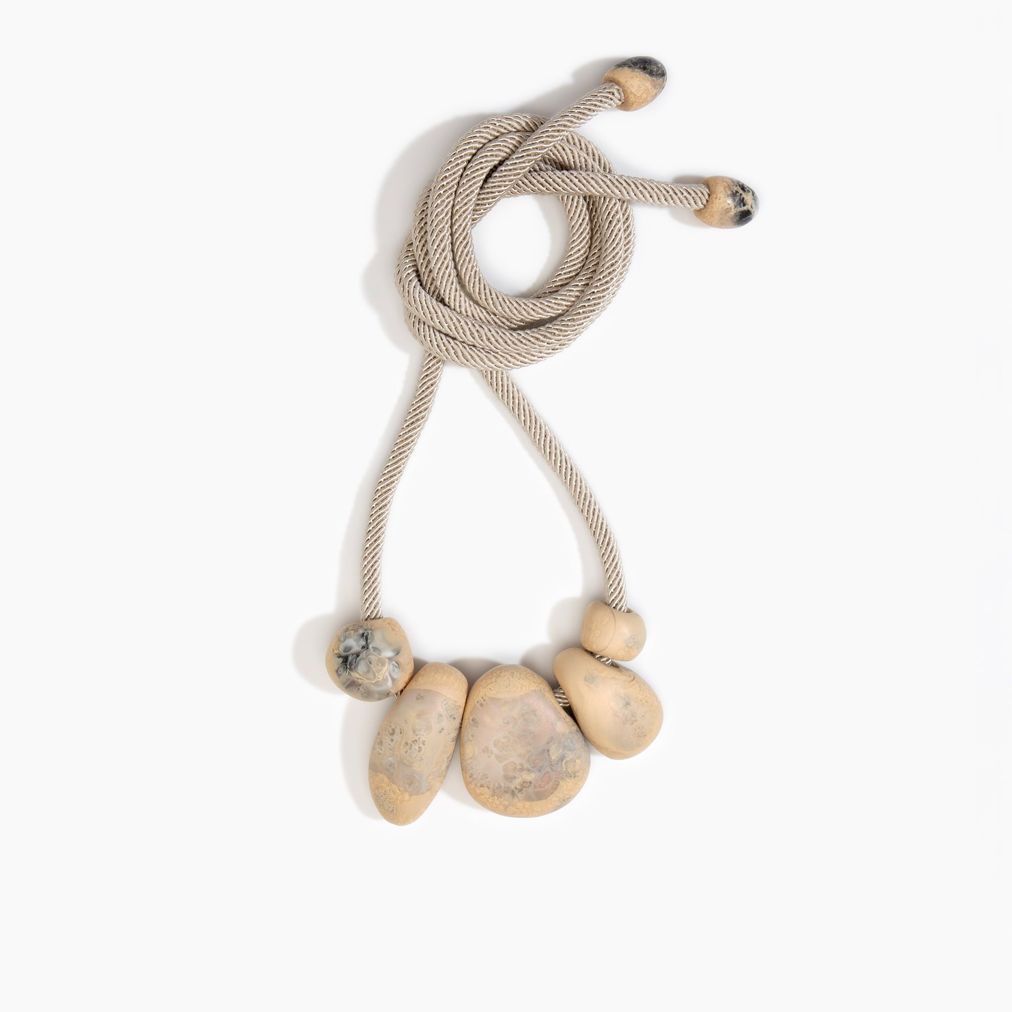 Dinosaur Designs Boulder Rock Necklace in Sandy Pearl Colour resin.