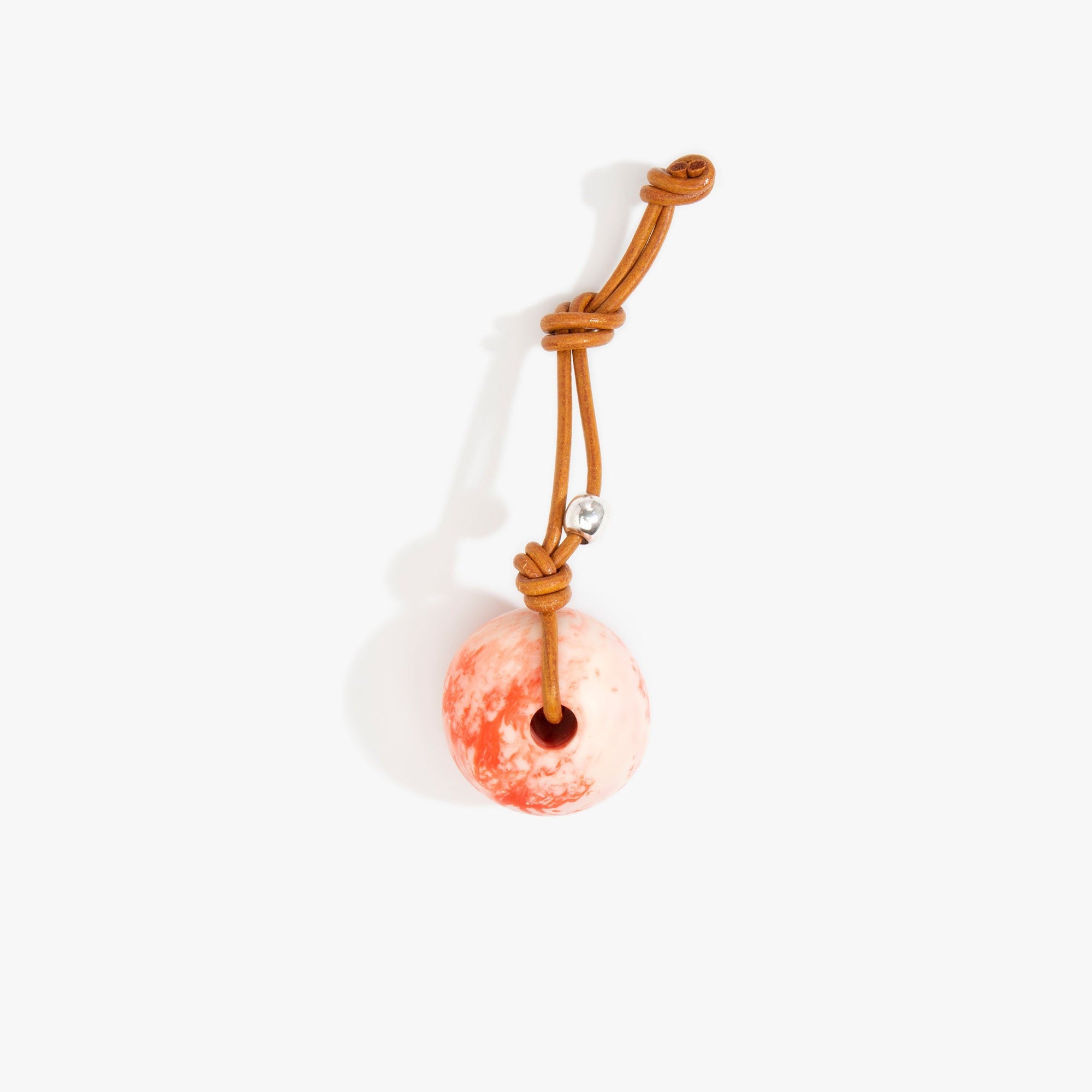 Dinosaur Designs Round Watercolour Bag Charm in Strawberry Colour resin with 925 Sterling Silver Material..