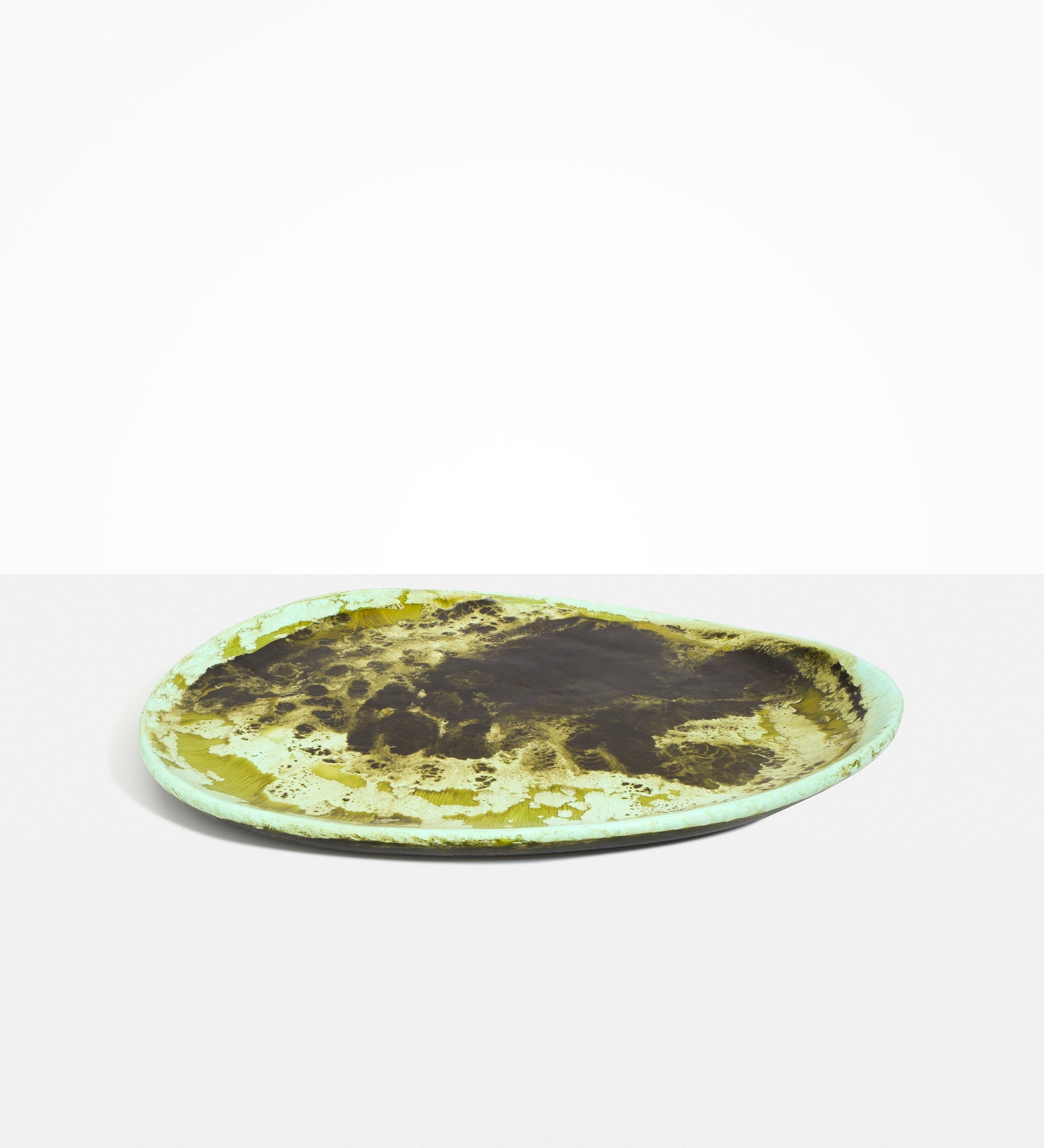 Dinosaur Designs Large Pebble Platter Serving Platters in Malachite Colour resin