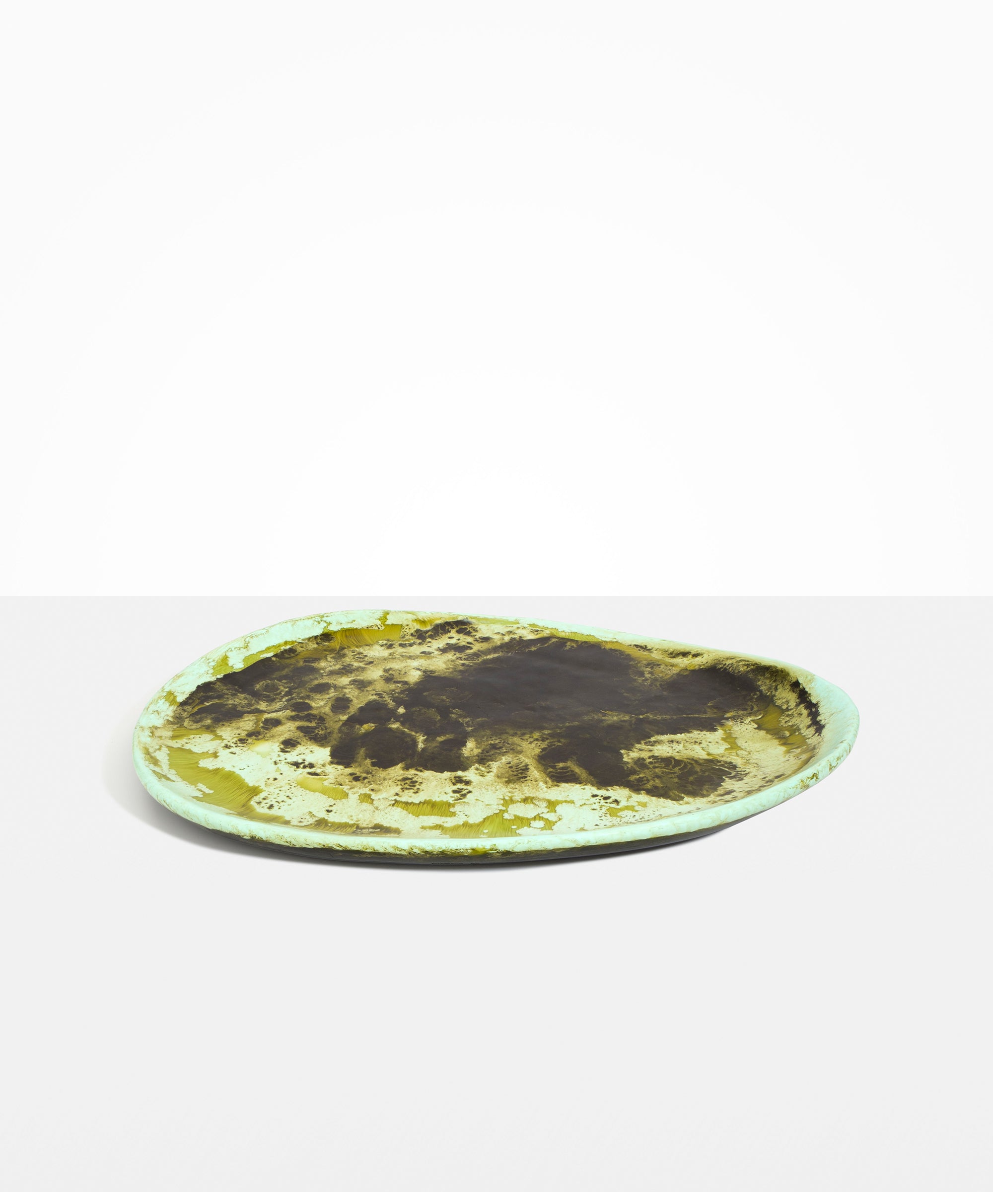 Dinosaur Designs Large Pebble Platter Serving Platters in Malachite Colour resin