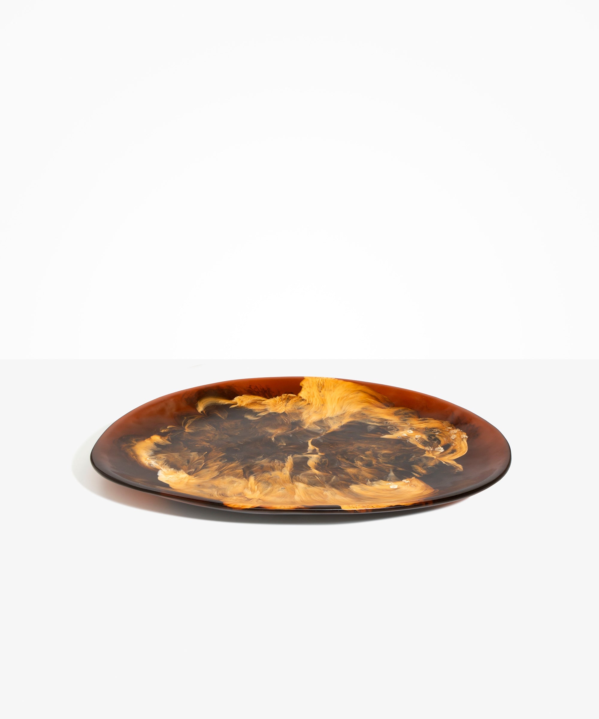 Dinosaur Designs Long Temple Platter in Dark Horn Colour resin..