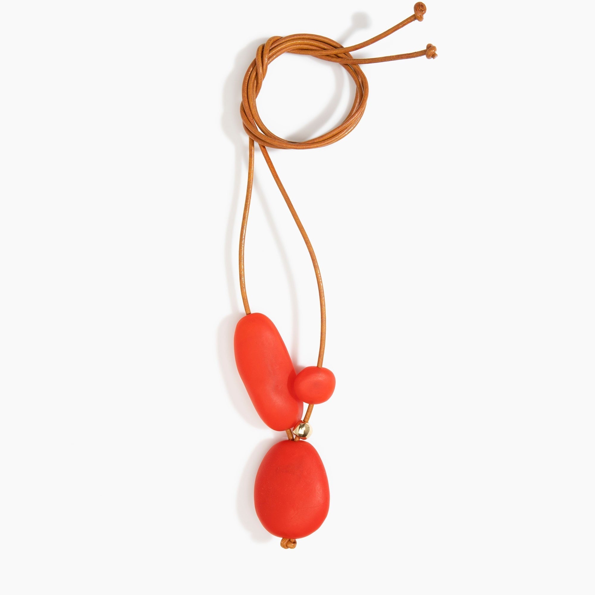 Dinosaur Designs Rock Cluster Pendant in Poppy Colour resin with Nano-Coated Brass Bead Material.