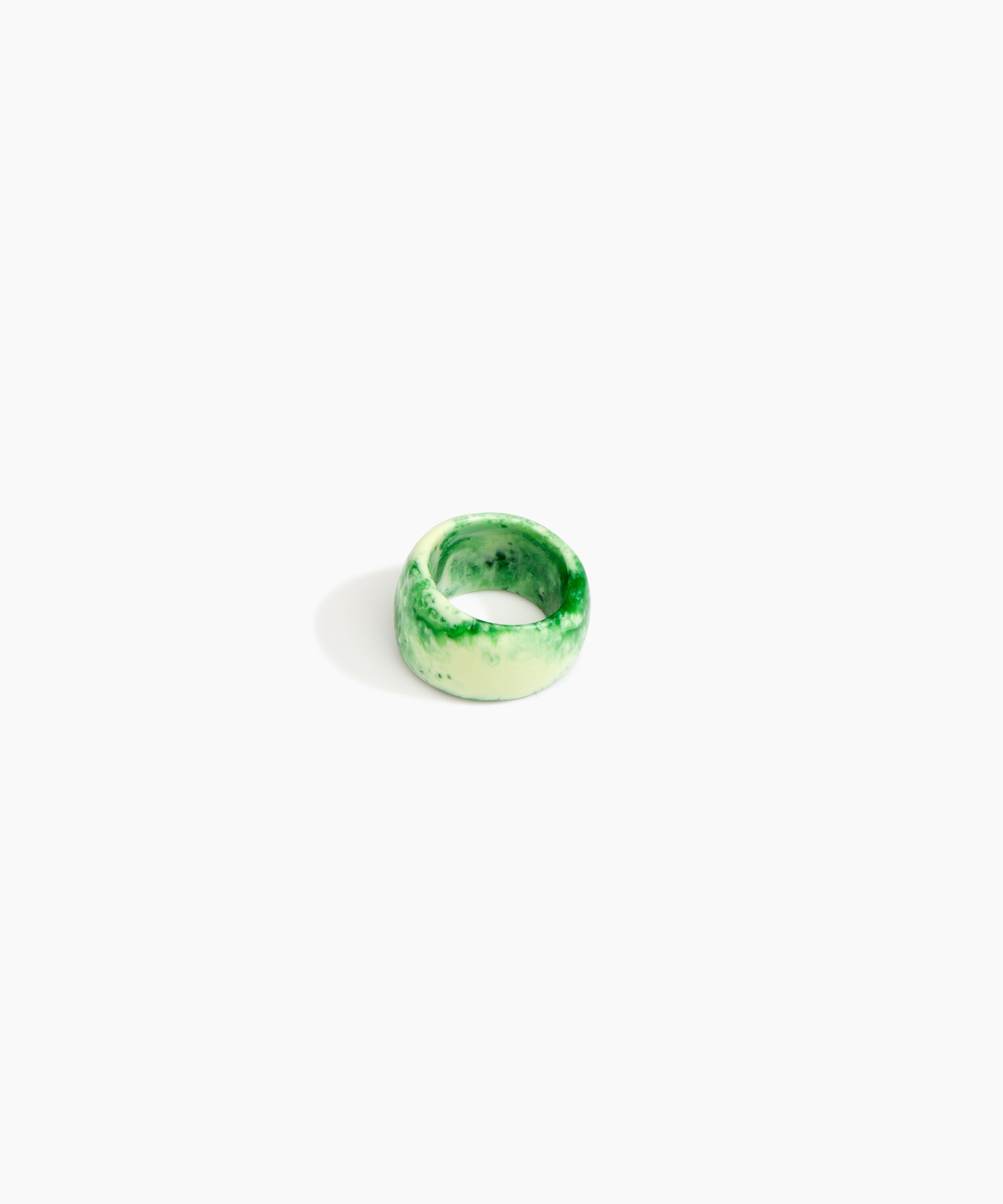 Dinosaur Designs Band Ring in Grass Colour resin with Wide Fit