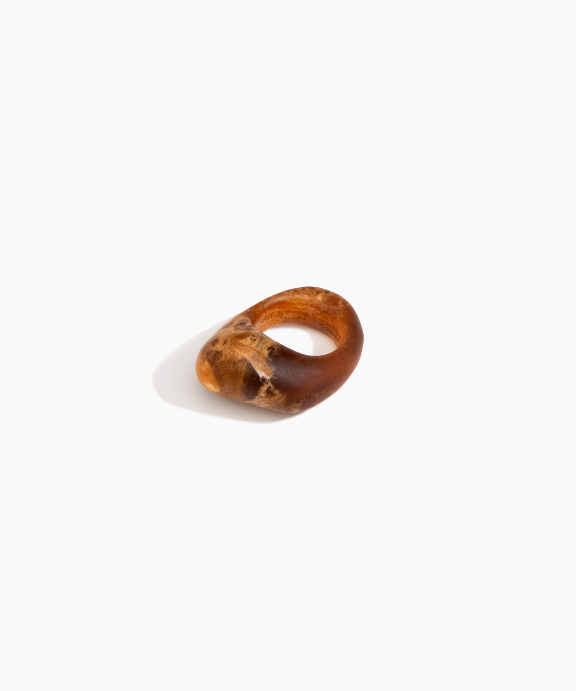 Dinosaur Designs Pebble Ring in Dark Horn Colour resin with Regular Fit.