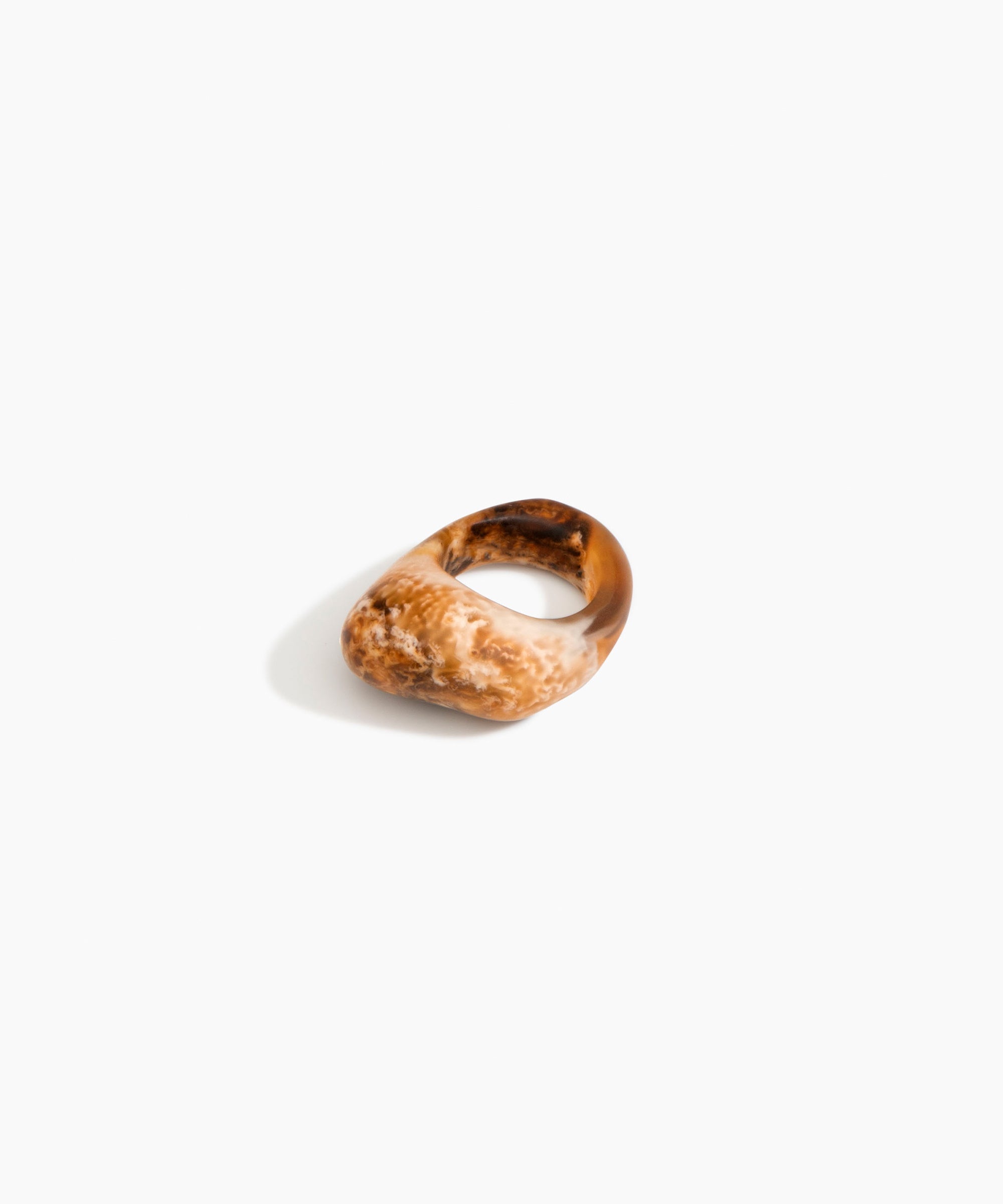 Dinosaur Designs Pebble Ring in Light Horn Colour resin with Regular Fit.