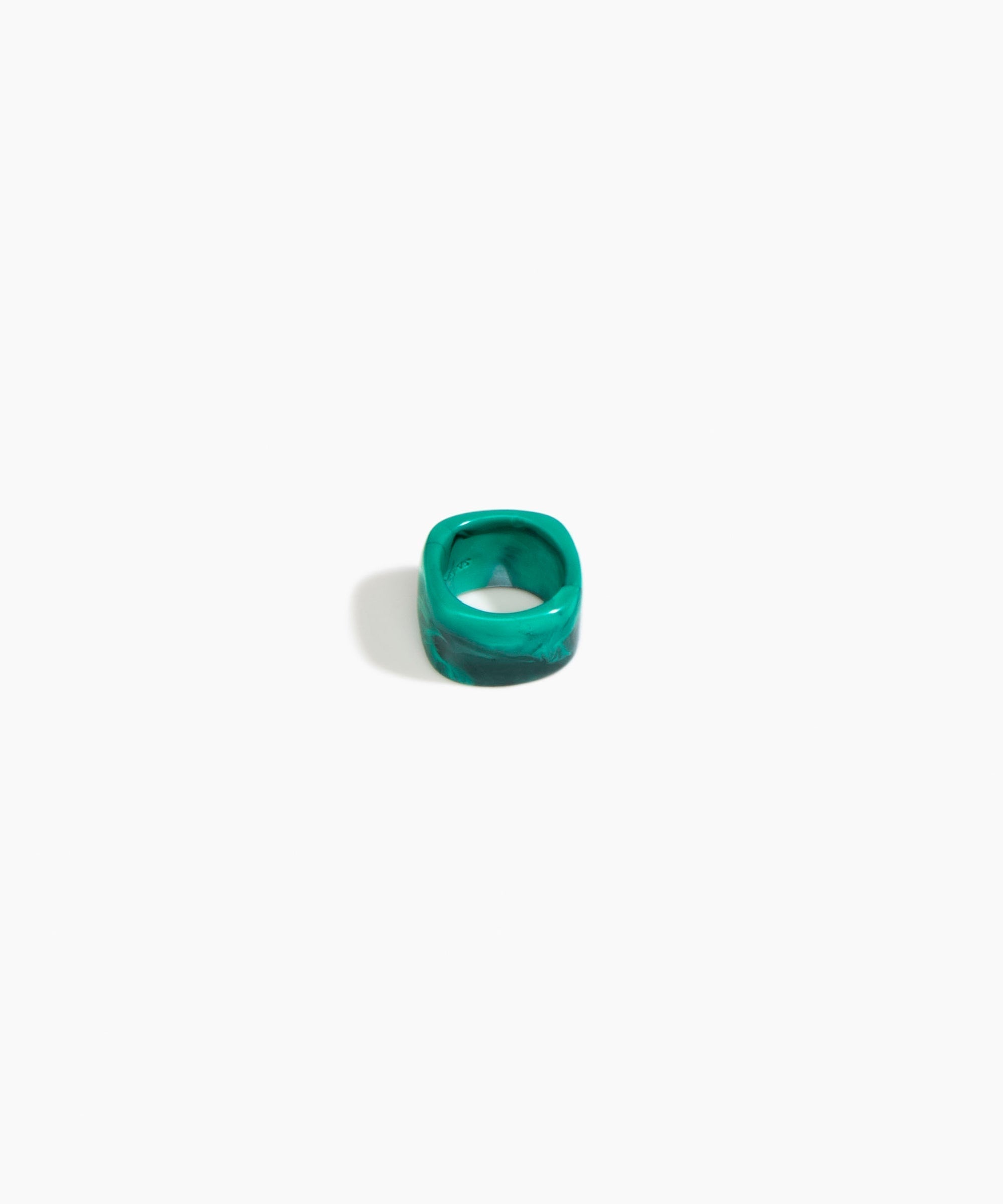 Dinosaur Designs Polished Cube Ring in Mineral Swirl Colour resin with Regular Fit