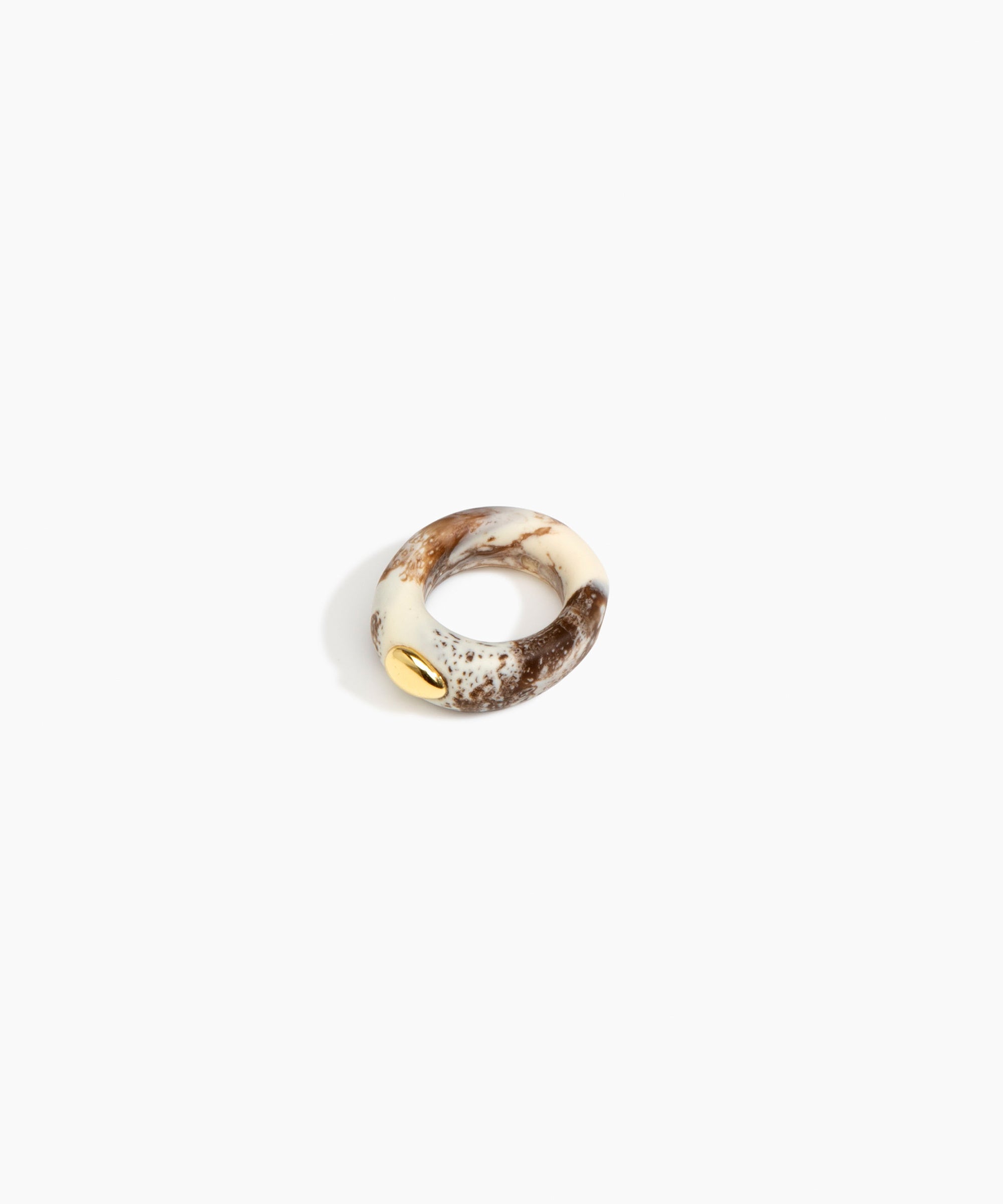 Dinosaur Designs Round Rock Ring in Cappuccino Colour resin...