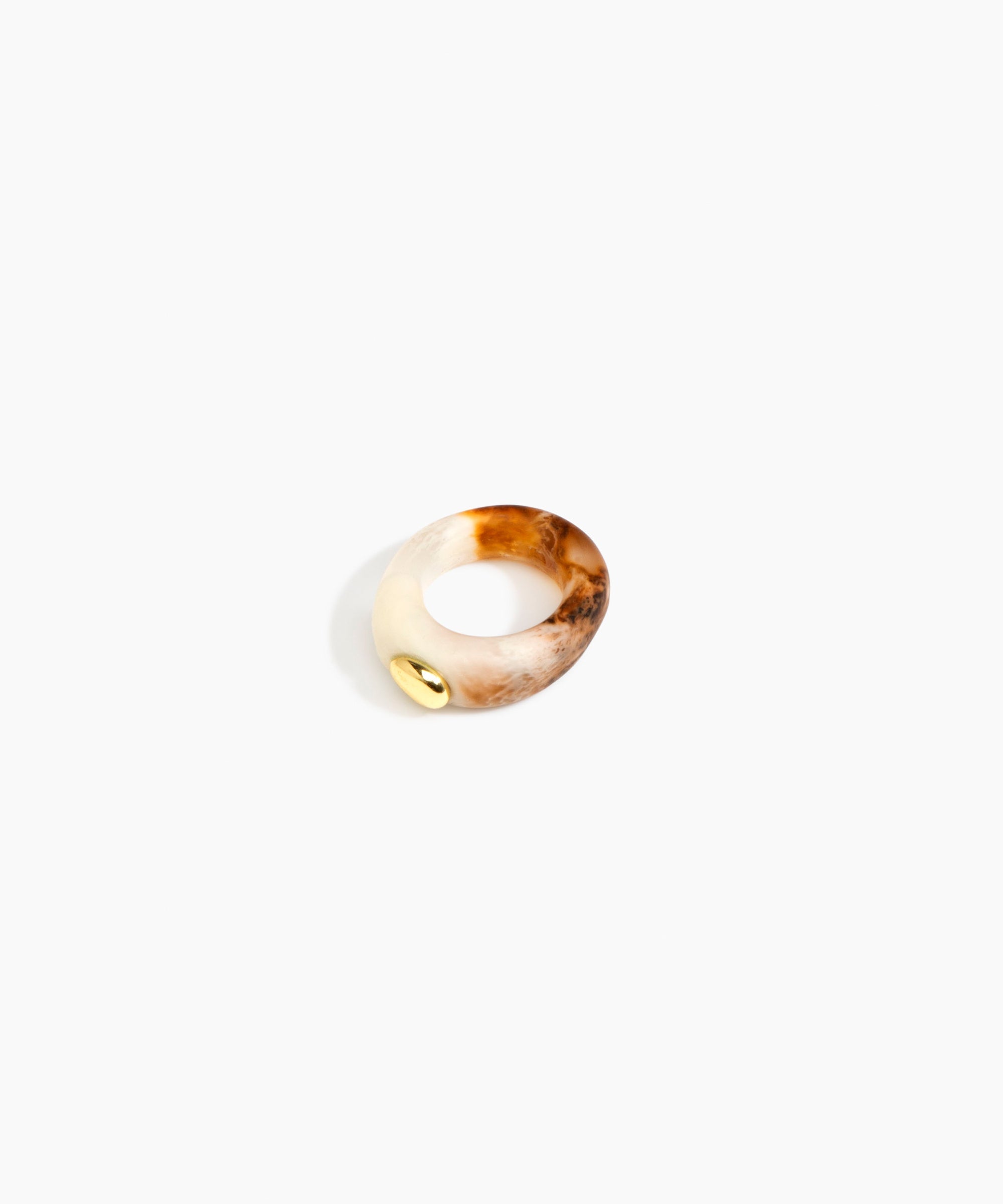 Dinosaur Designs Round Rock Ring in Light Horn Colour resin.
