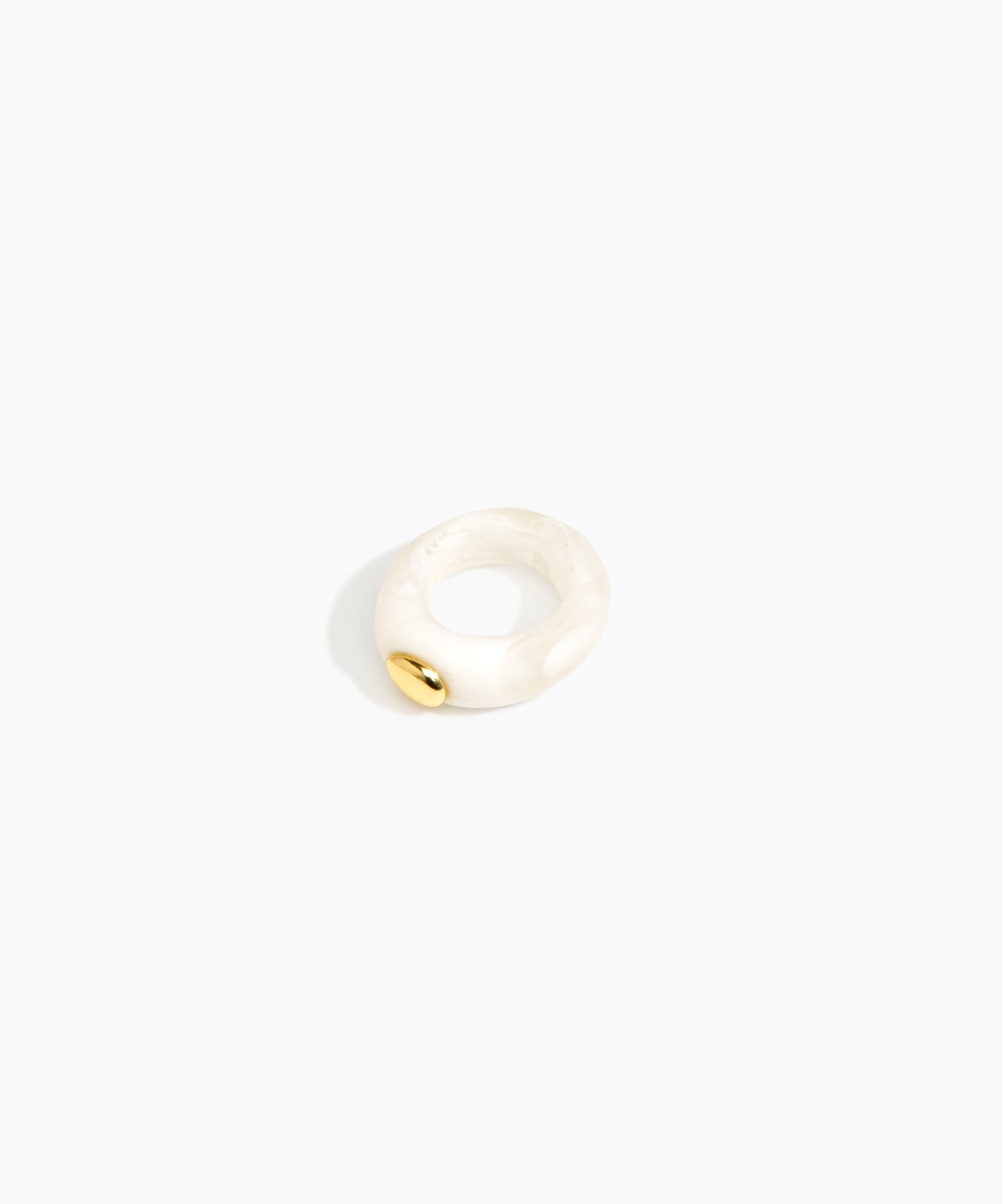 Dinosaur Designs Round Rock Ring in Snow Swirl Colour resin....