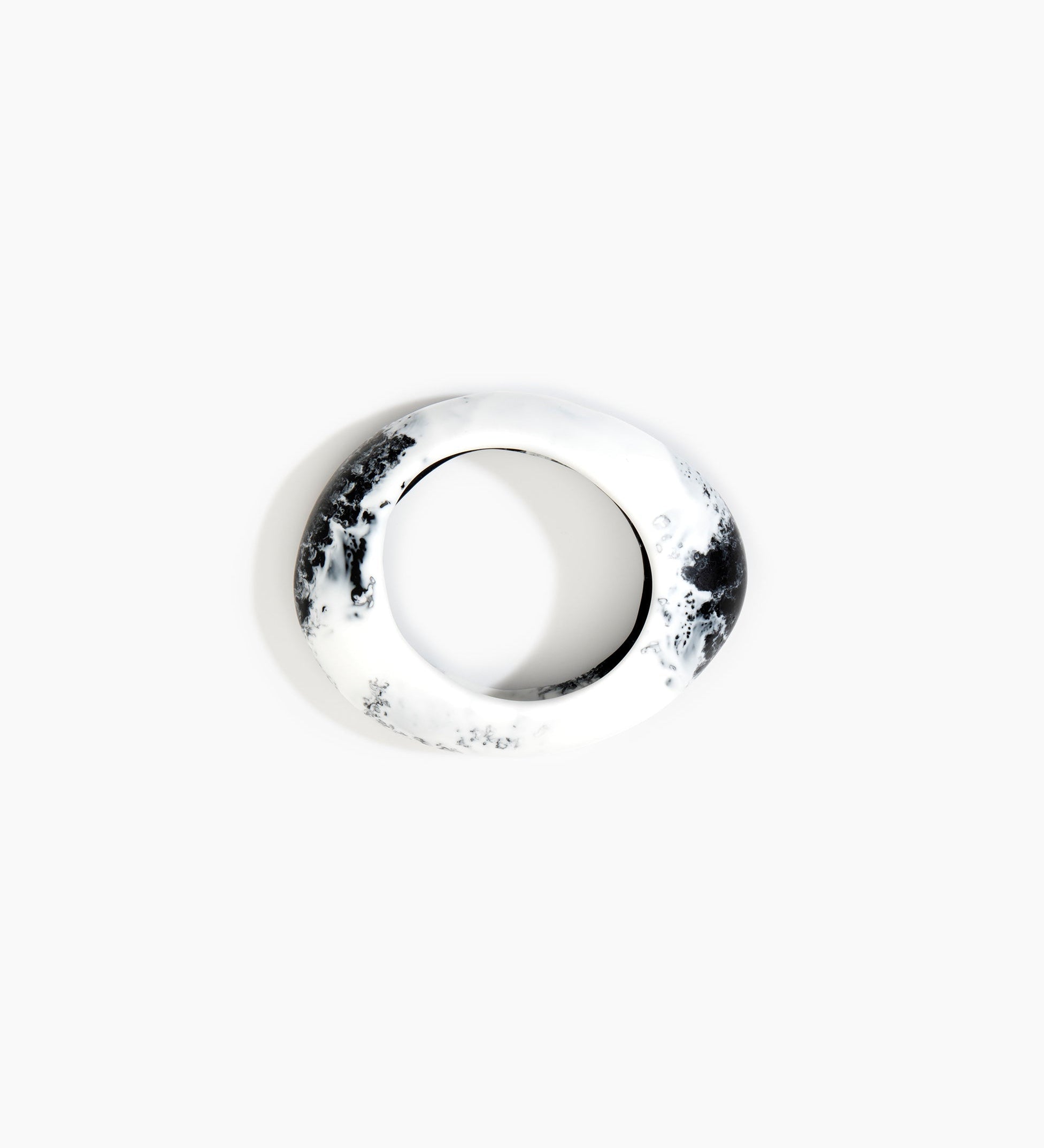 Dinosaur Designs Medium Rock Bangle Bracelets in White Marble Colour resin with Wide Fit