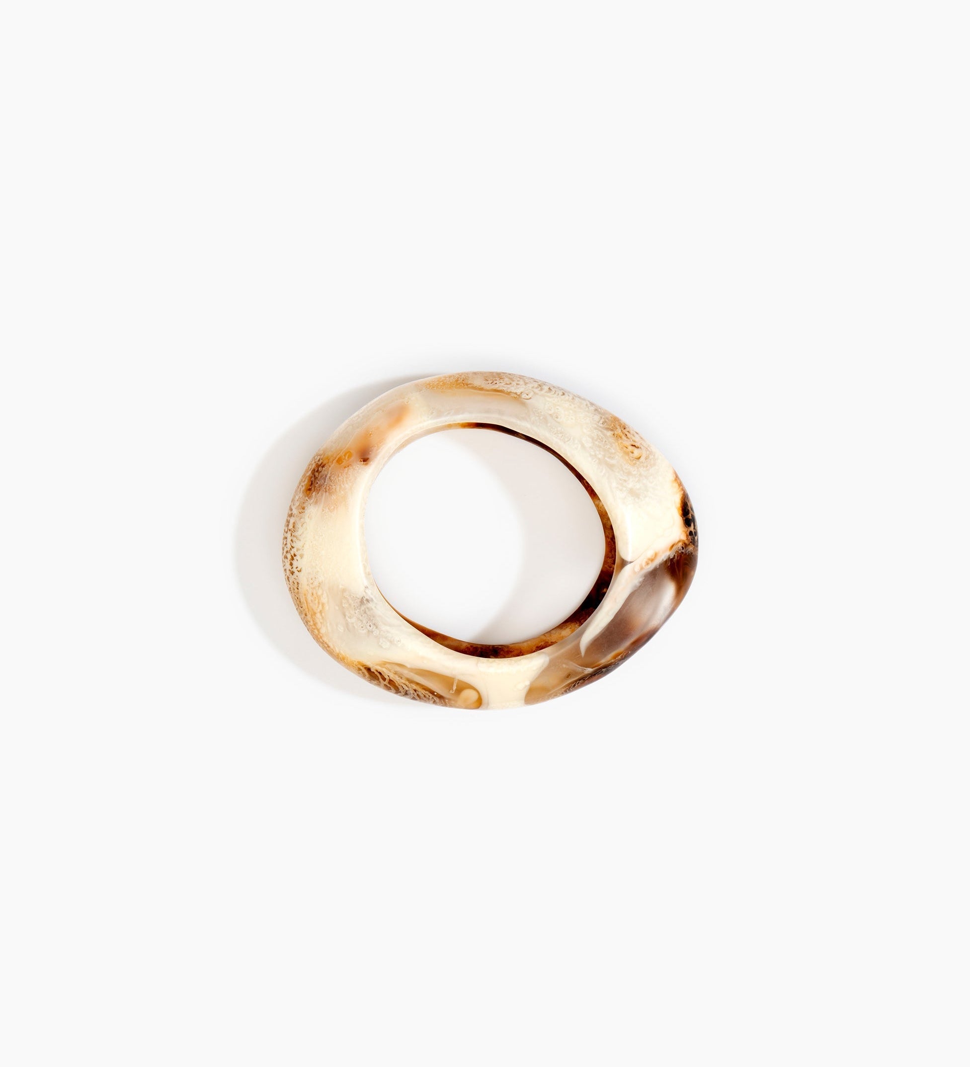 Dinosaur Designs Medium Rock Bangle Bracelets in Light Horn Colour resin with Wide Fit
