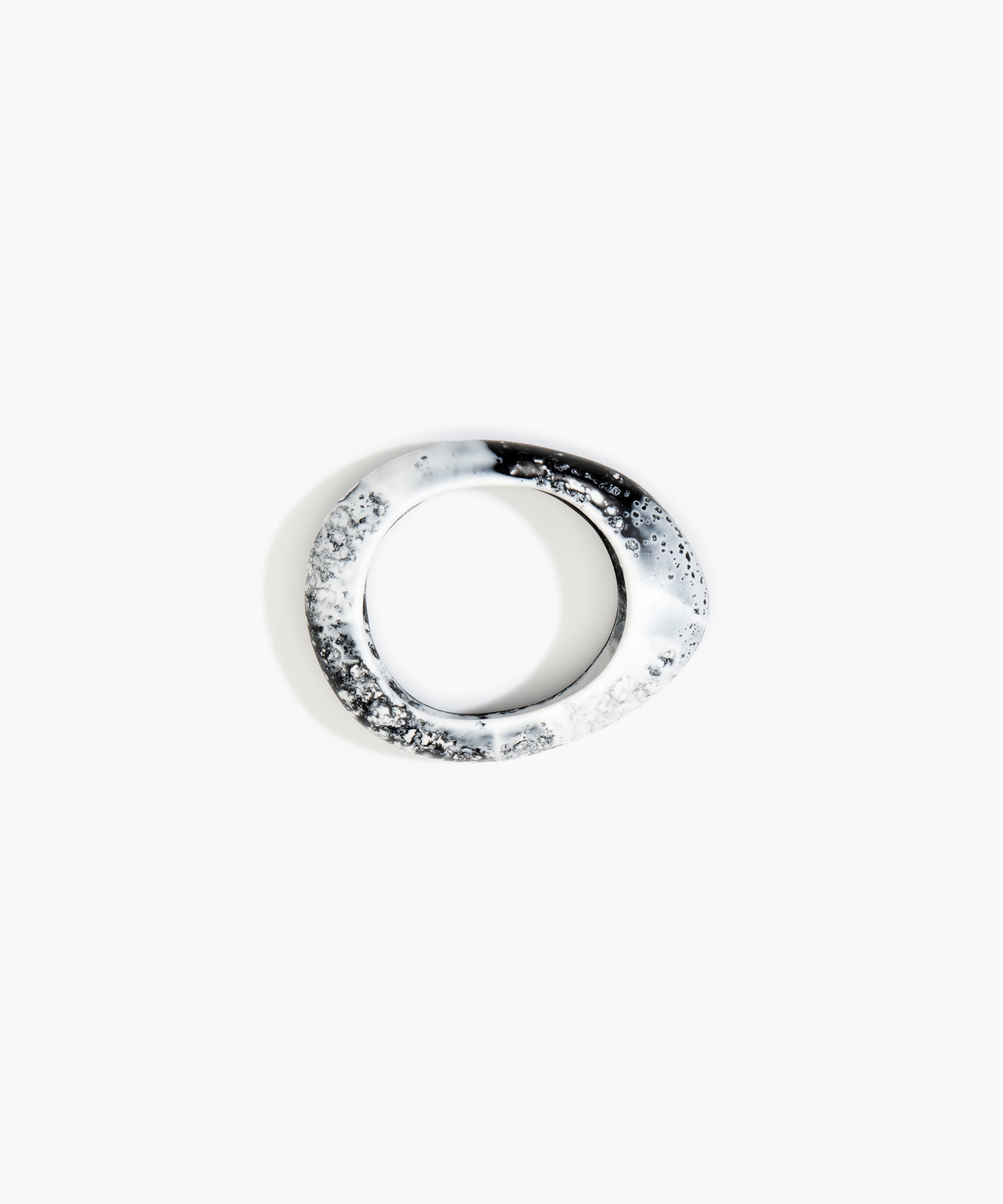 Dinosaur Designs Small Rock Bangle in White Marble Colour resin with Wide Fit