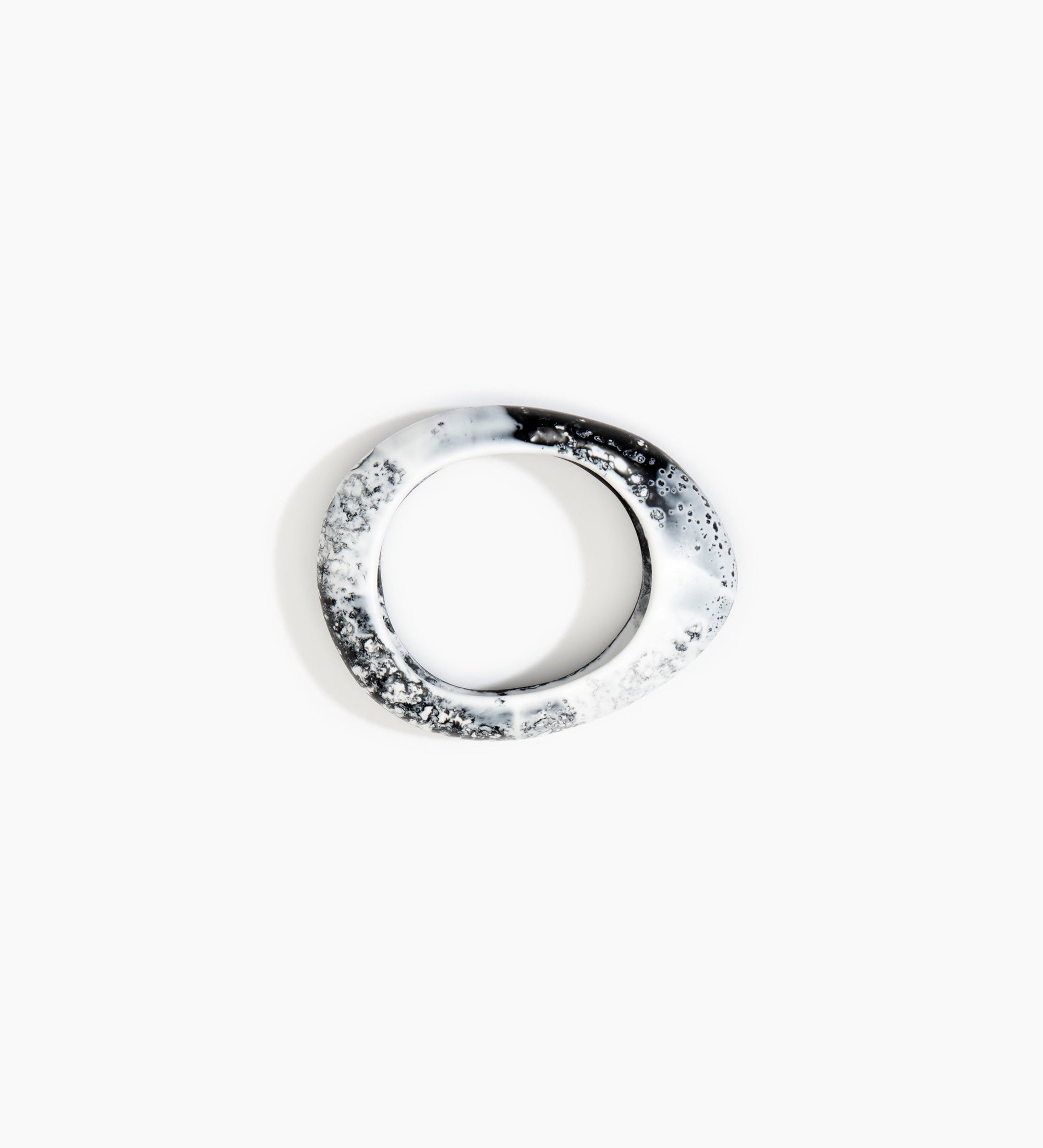 Dinosaur Designs Small Rock Bangle Bracelets in White Marble Colour resin with Wide Fit