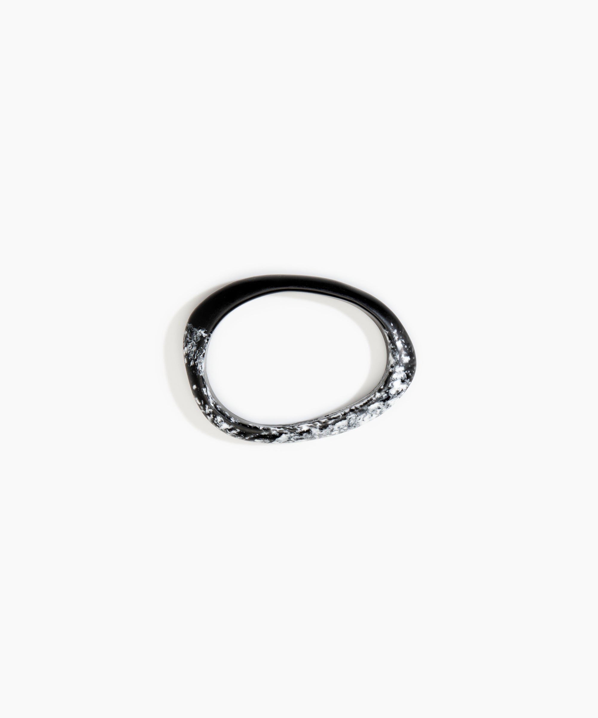 Dinosaur Designs Rock Wishbone Bangle in Black Marble Colour resin with Wide Fit