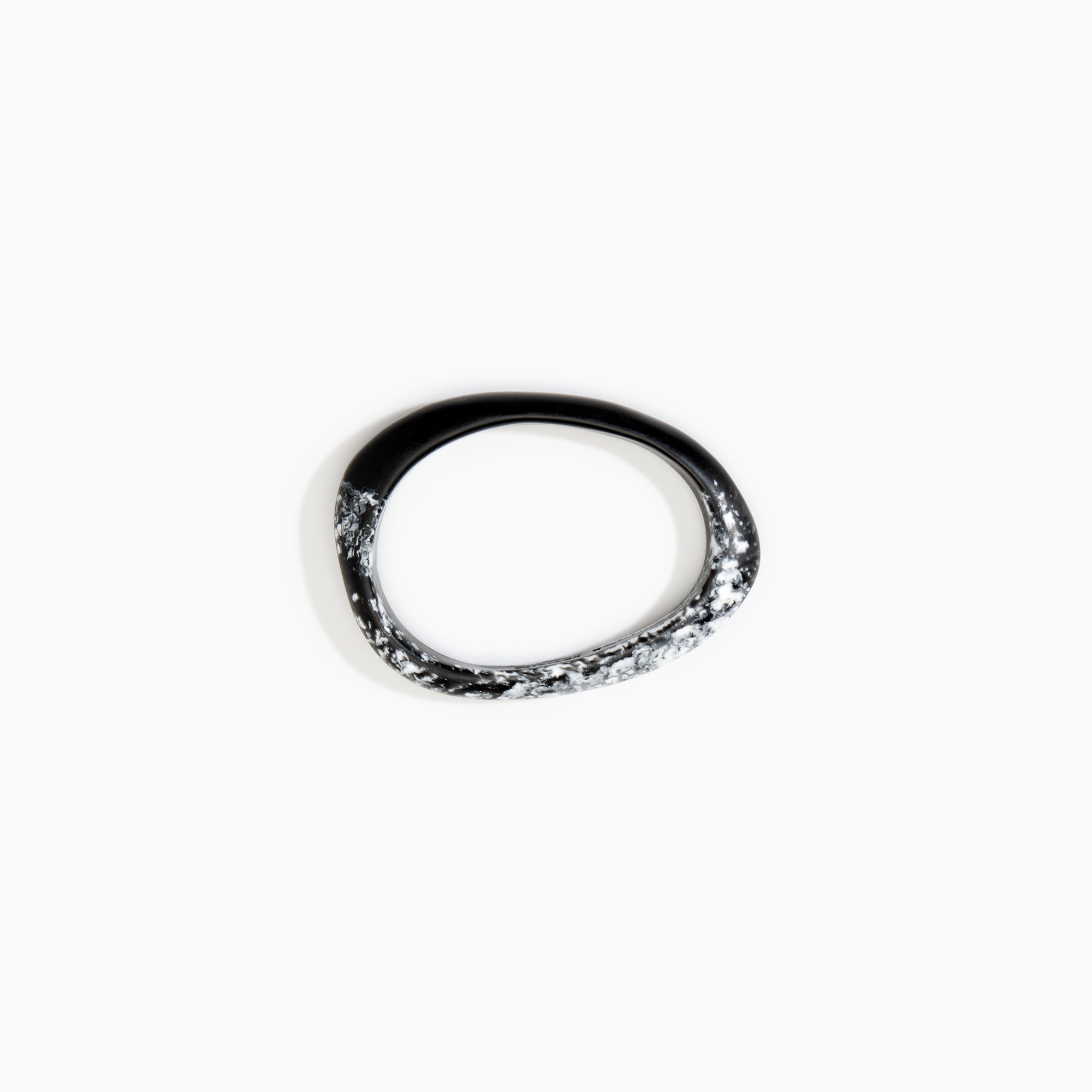 Dinosaur Designs Rock Wishbone Bangle in Black Marble Colour resin with Wide Fit..