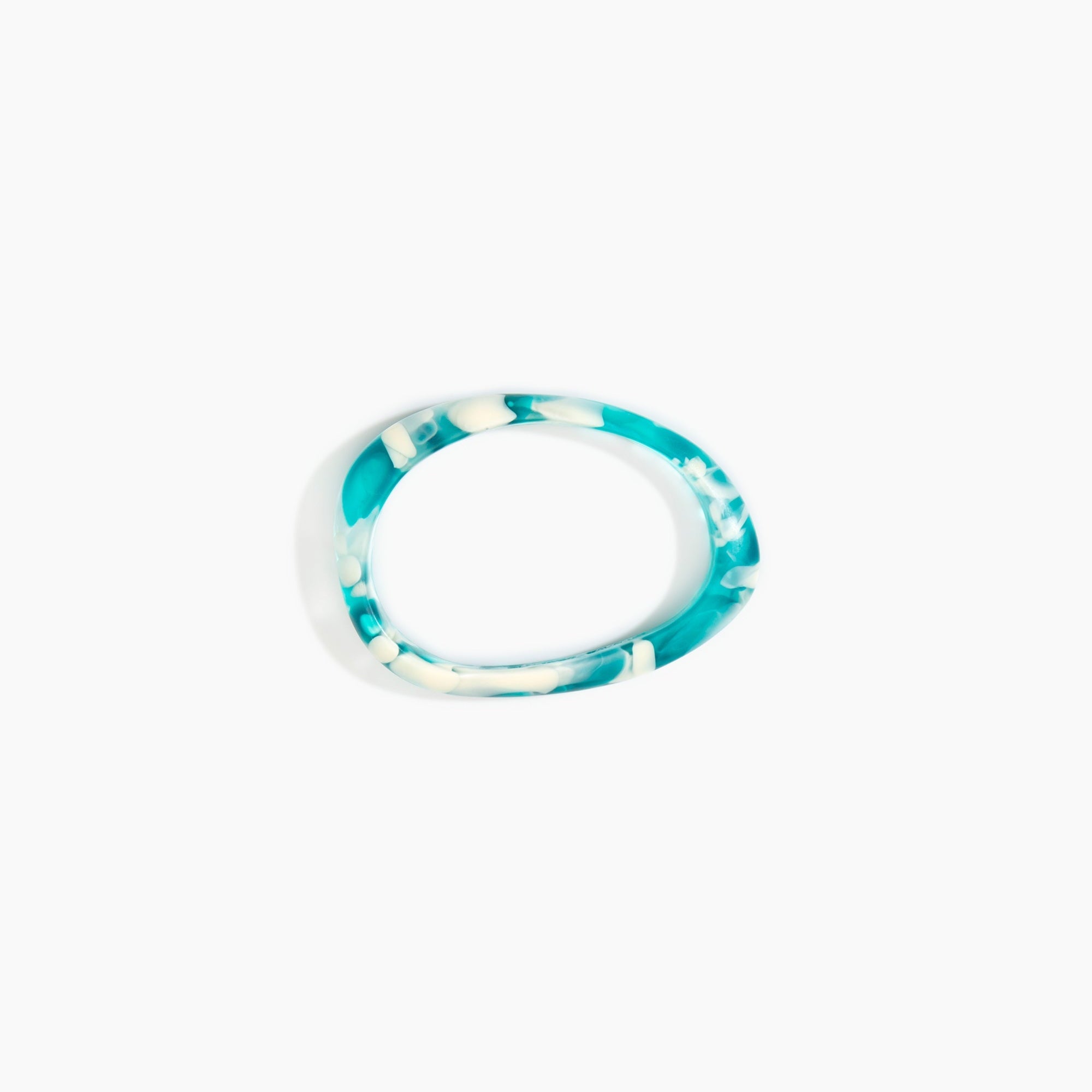 Dinosaur Designs Rock Wishbone Bangle in Lagoon Colour resin with Wide Fit..