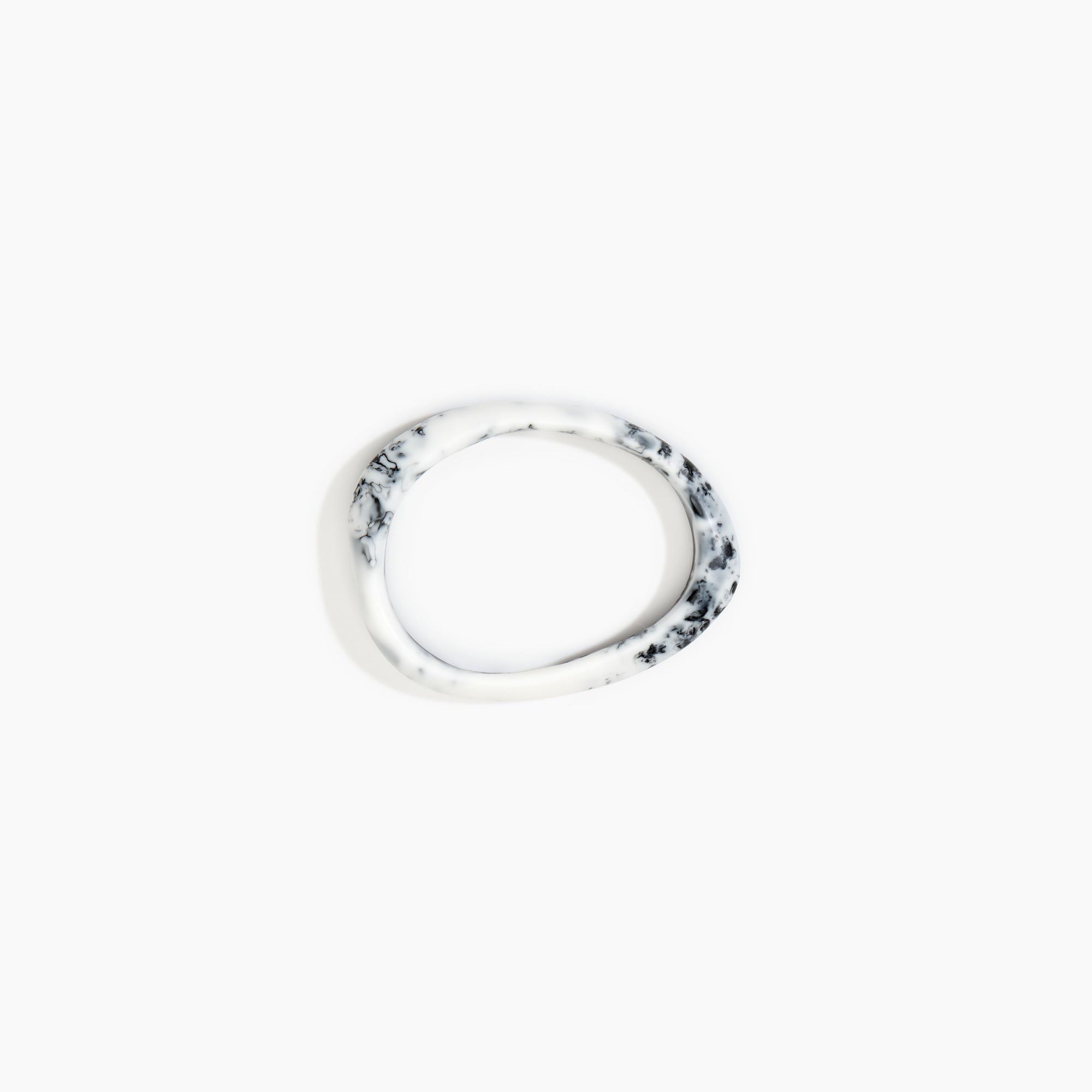Dinosaur Designs Rock Wishbone Bangle in White Marble Colour resin with Wide Fit..