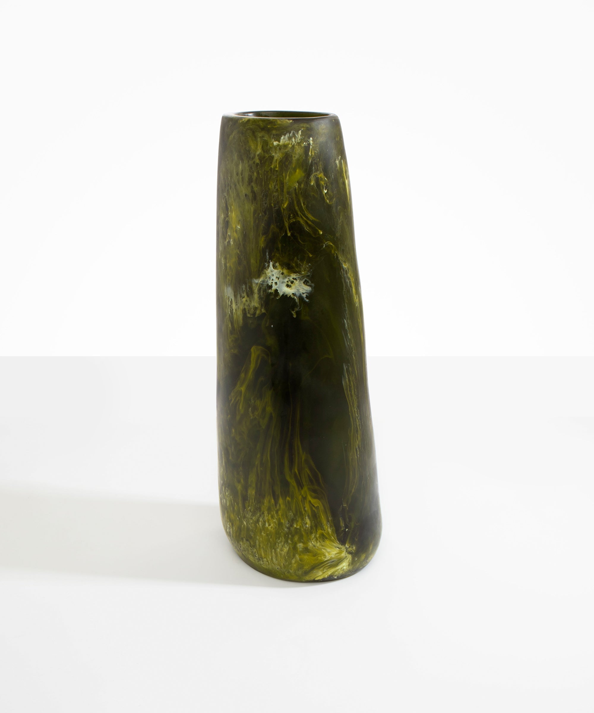 Dinosaur Designs Tall Pebble Vase in Malachite Colour resin..